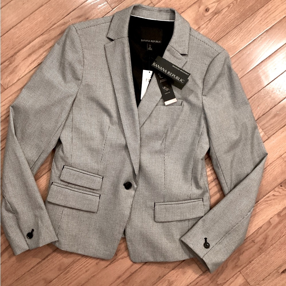 NWT BANANA REPUBLIC WASHABLE STRETCH FITTED CROP MULTI SEASON BLAZER 6